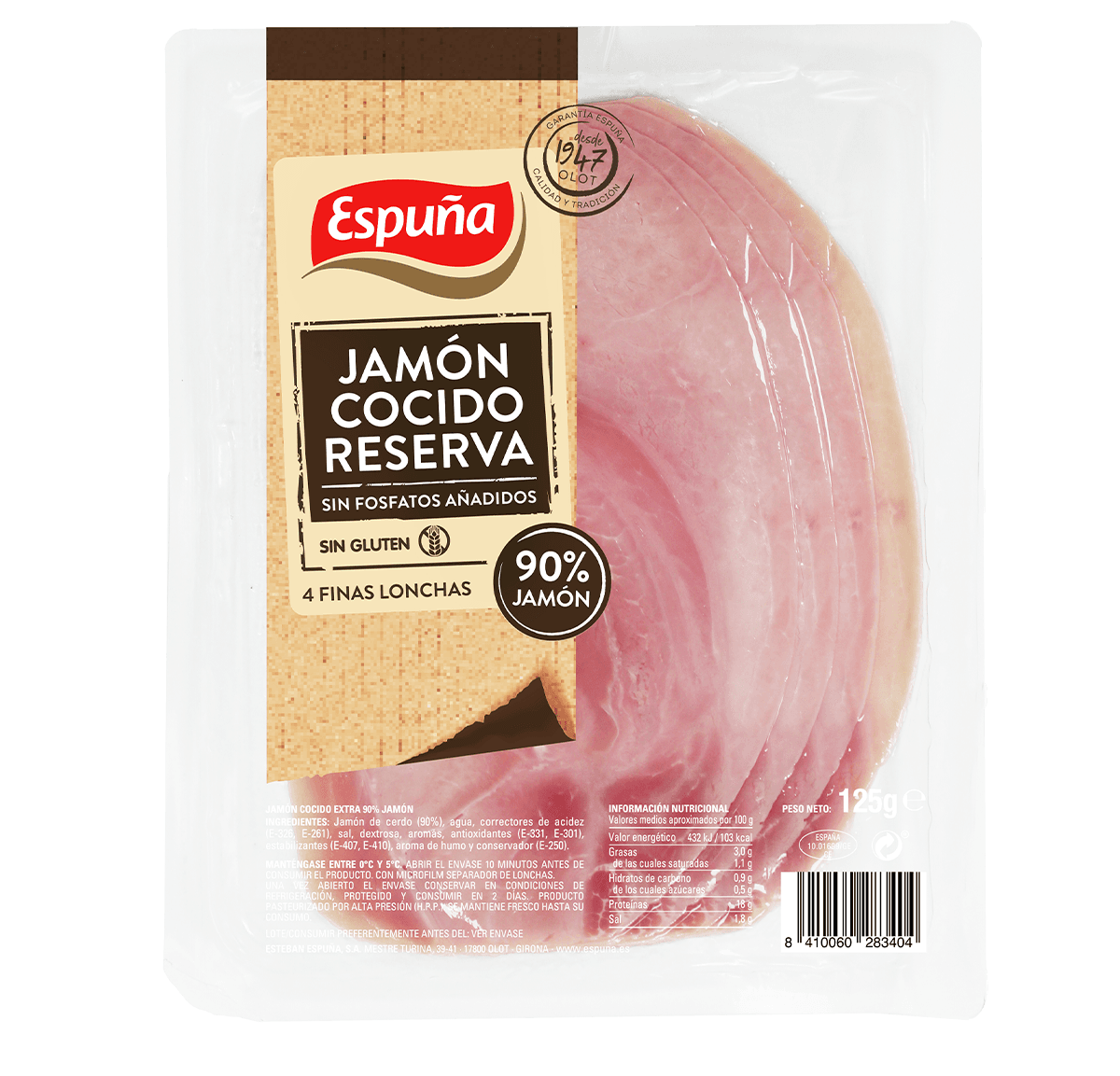 Pernil cuit reserva fines llesques 125g - 92% pernil