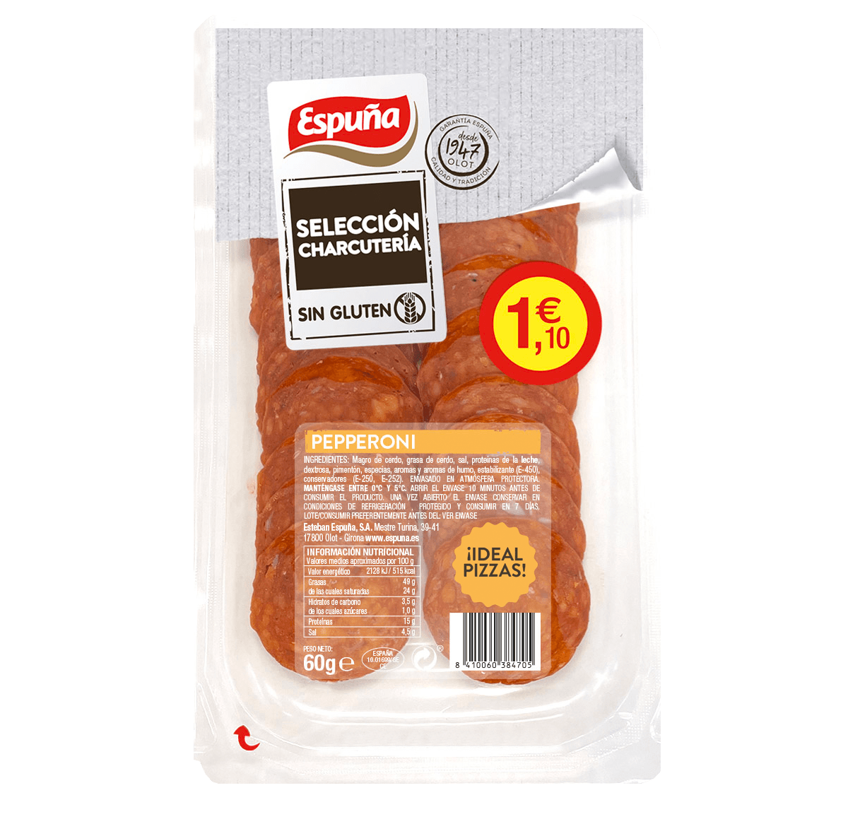 Pepperoni llesques 60g - flash