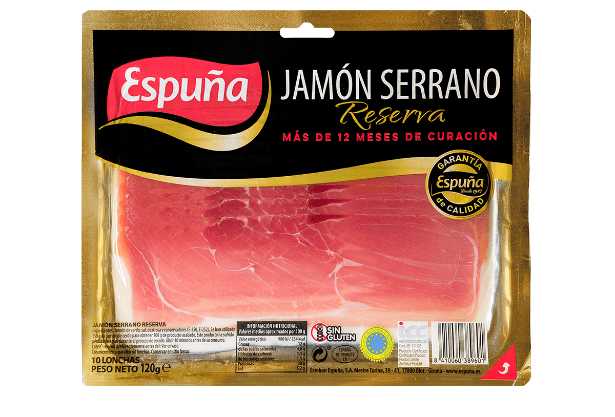 Pernil serrano reserva llesques 120g (12 mesos)