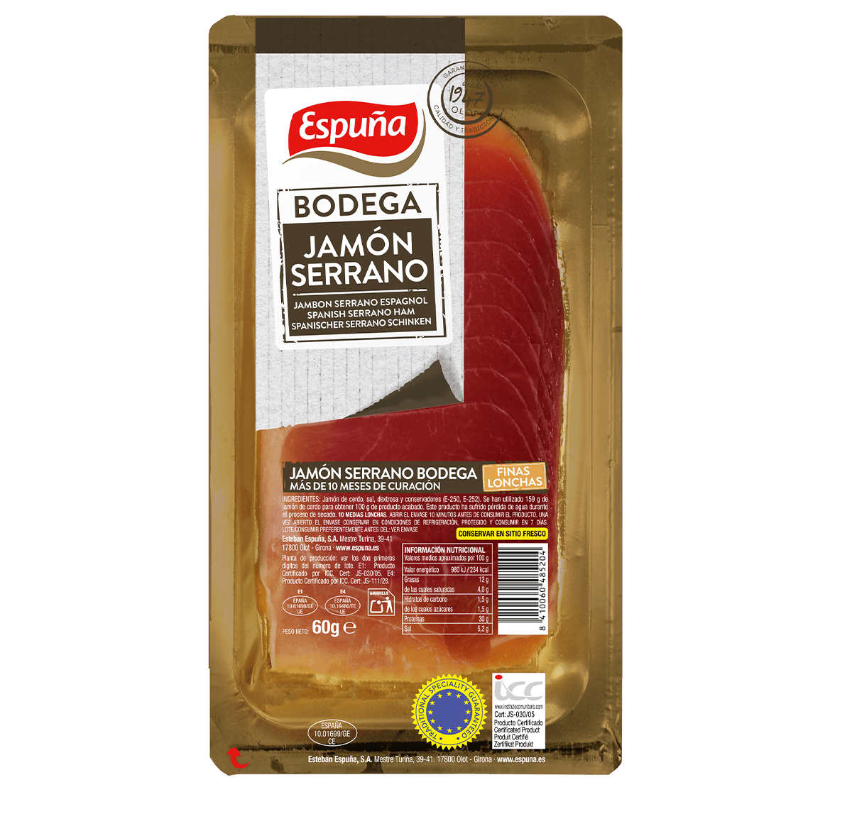 Pernil serrano 1/2 llesques 60g