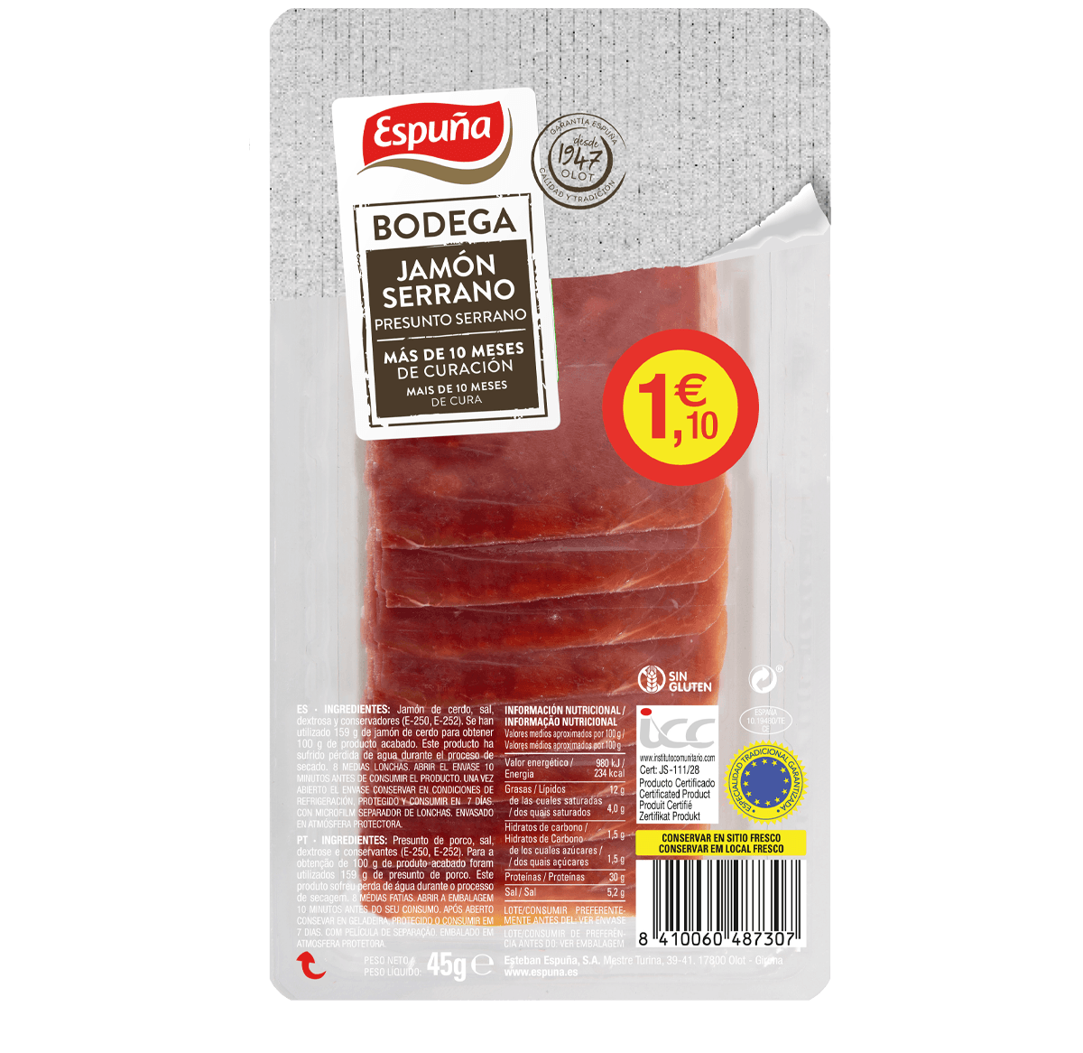 Pernil serrano 1/2 llesques 45g - flash