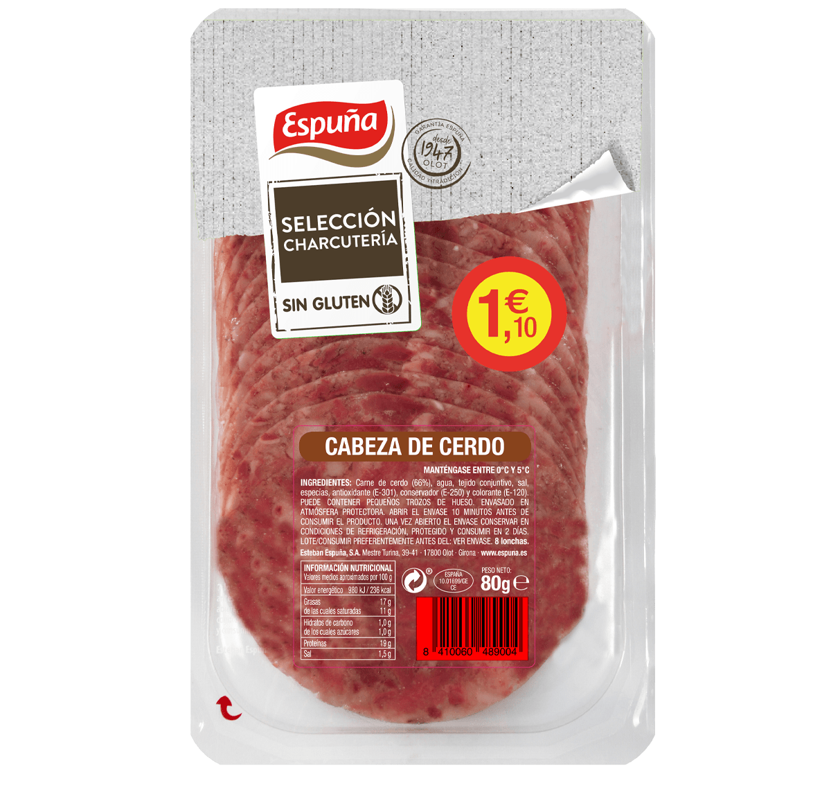 Cap de porc llesques 80g - flash