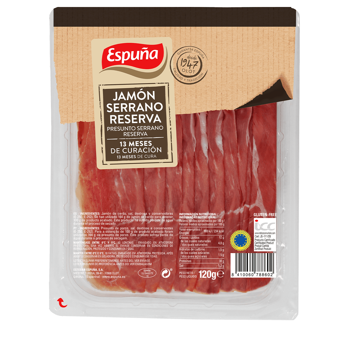 Pernil serrano reserva folding 120g (13 mesos)